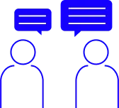 会話中の2人を表す吹き出し付きの人物アイコン