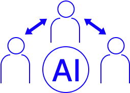 AIと人が連携する様子を表すイラスト